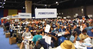 Five tables of Pennsylvania APWU delegates!