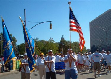 Carrying our flags proudly on a gorgeous day.