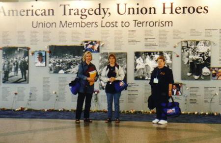 Local Officers in front of Memorial Wall